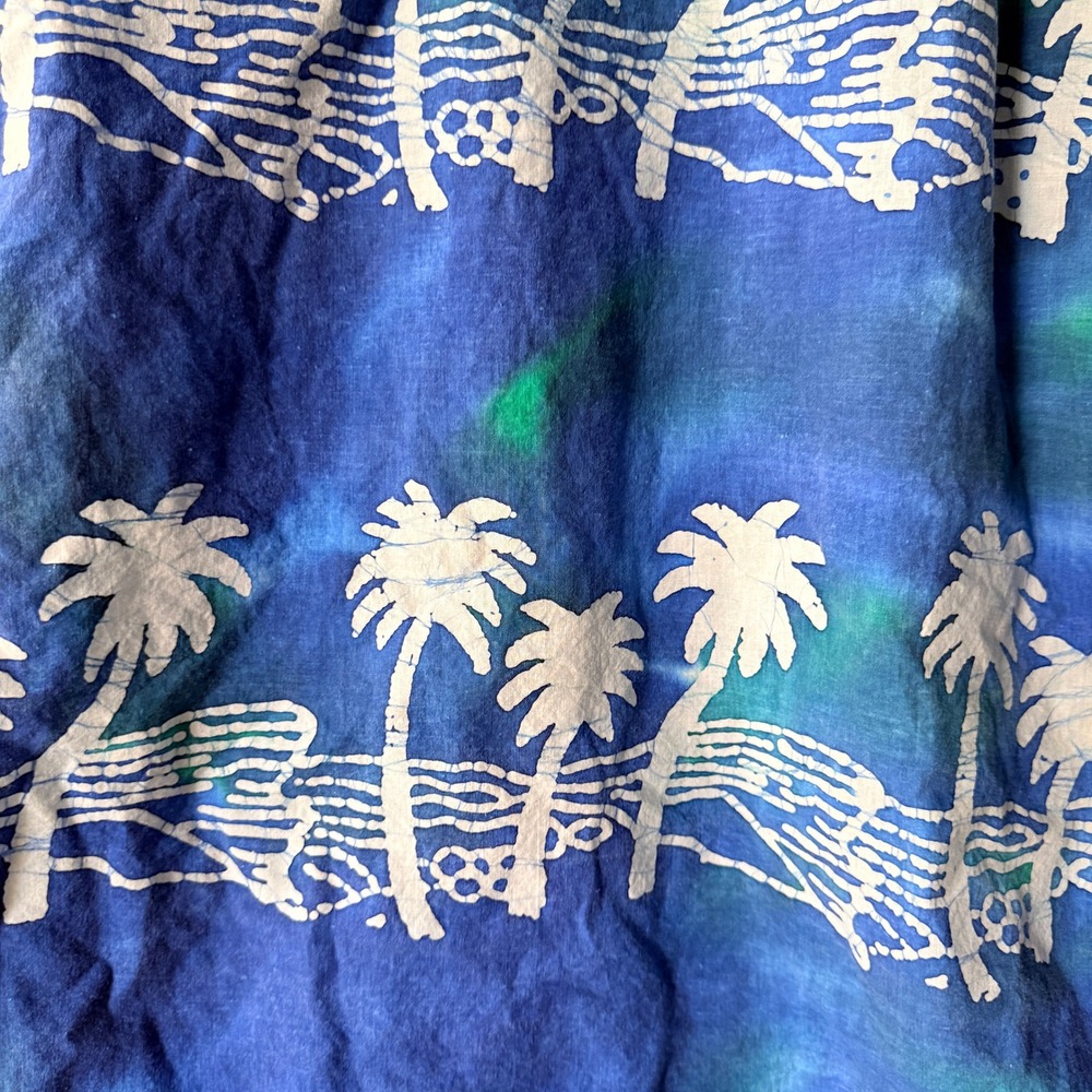 McNeel Palmer Clubhouse Mens Batik Palm Tree Tropical‎ Hawaiian Shirt, Blue,S - Picture 8 of 10